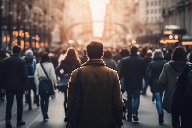 Unrecognizable people walking in the street