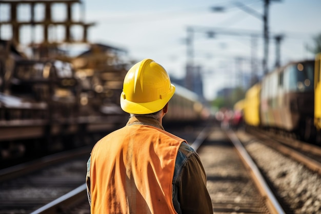 Unrecognizable Worker In A Yellow Hard Hat ai generated