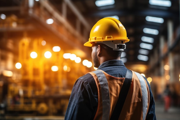 Unrecognizable Worker In A Yellow Hard Hat ai generated