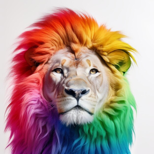 Unrestrained Creativity A Lion With A Rainbow Colored Mane