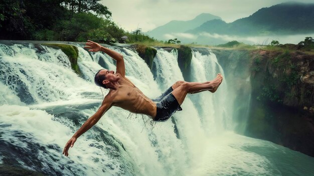 Photo unseen man daeng water fall in phuhinrongkla park