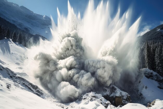 Photo the unstoppable force of a crashing avalanche