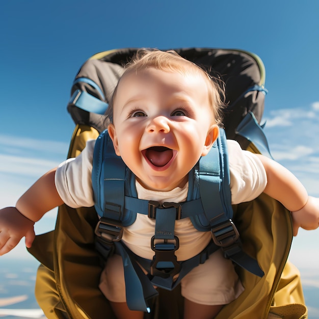 Unstoppable Smiles Babys ParachuteBackpack-avontuur in de zon