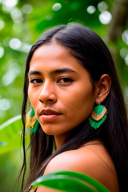 Untamed Beauty of the Amazon A Captivating Portrait of an Indigenous Woman from a Tribal Community