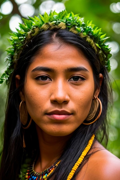 Untamed Beauty of the Amazon A Captivating Portrait of an Indigenous Woman from a Tribal Community