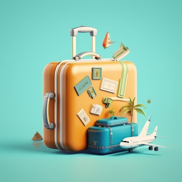 Unusual 3d illustration Travel and vacation