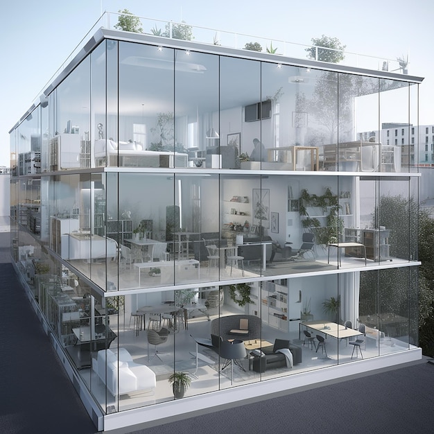 Unusual apartment building with transparent walls creative architectural project
