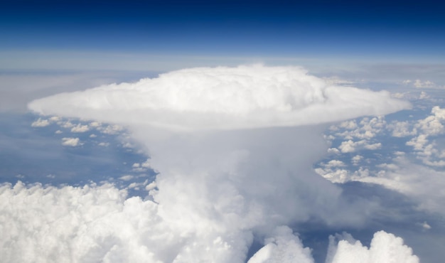 Unusual cloud in the form of a nuclear explosion. element.\
mushroom cloud.