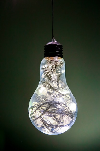 Photo an unusual electric lamp with small lamps inside glass bulb