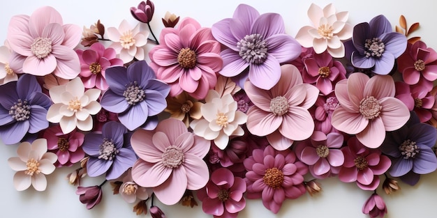 Unusual flowers on white backdrop Floristic decoration