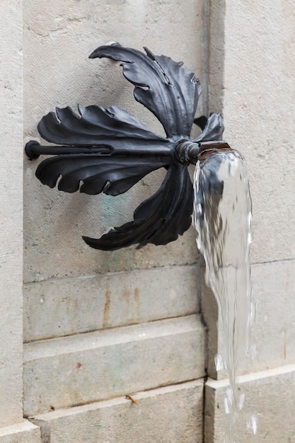 Unusual fountain in the form of leaf