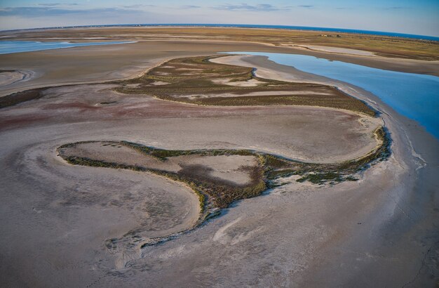 Unusual islands on a brilliant lake top view