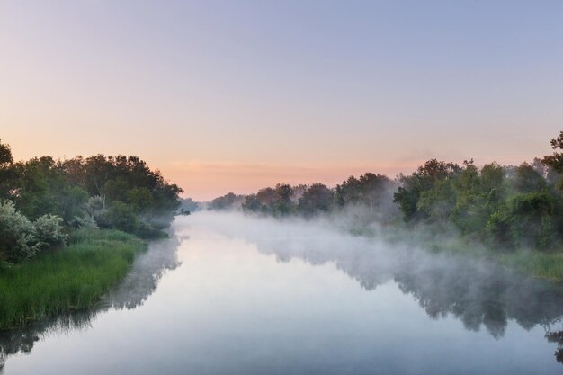 Insolita nebbia del fiume nella stagione estiva