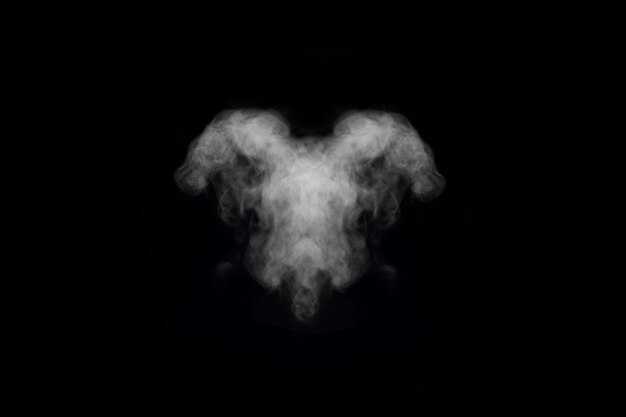 Unusual shape of various white smoke and vapor isolated on black background copy space