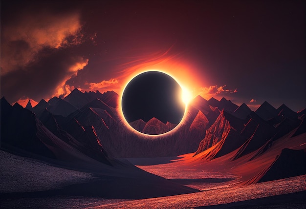 Unusual solar eclipse Generative AI