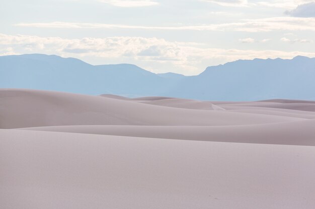 Unusual White Sand Dunes at White Sands National Monument, New Mexico, USA