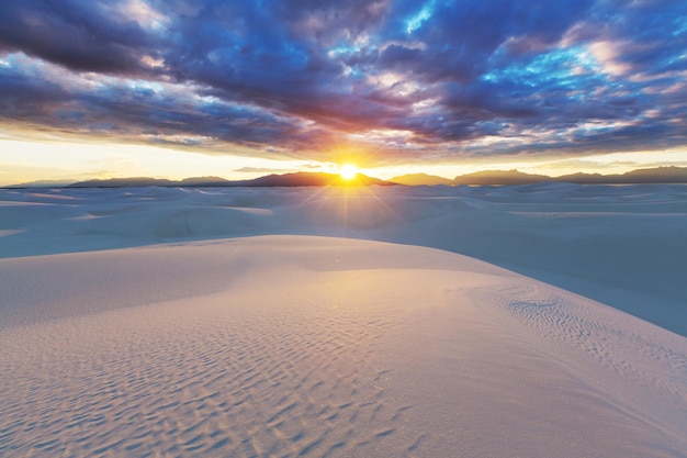 Unusual White Sand Dunes at White Sands National Monument, New Mexico, USA