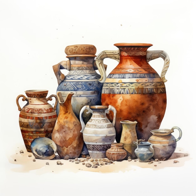 Unveiling the Ancient Beauty 600 BC Pottery in Jerusalem Accentuated by a Delicate White Backgro