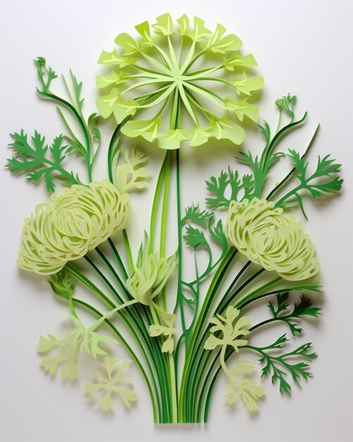 Photo unveiling the artistry of kirigami fennel a masterclass in intricate paper sculpting