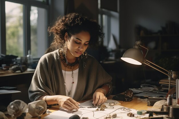 Premium AI Image  Unveiling the Beauty A Biracial Female Jewellery 