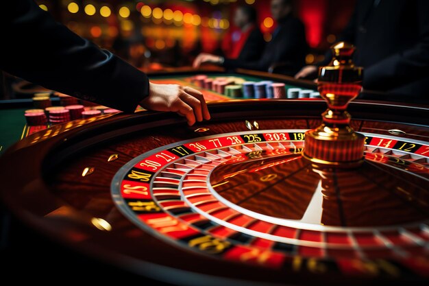 Photo unveiling the fascinating world of gamblers exploring roulette table's thrilling wagers and risky b