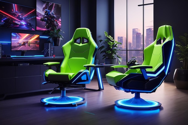 Unveiling the Futuristic Gaming Throne in this NeonLit Spectacle