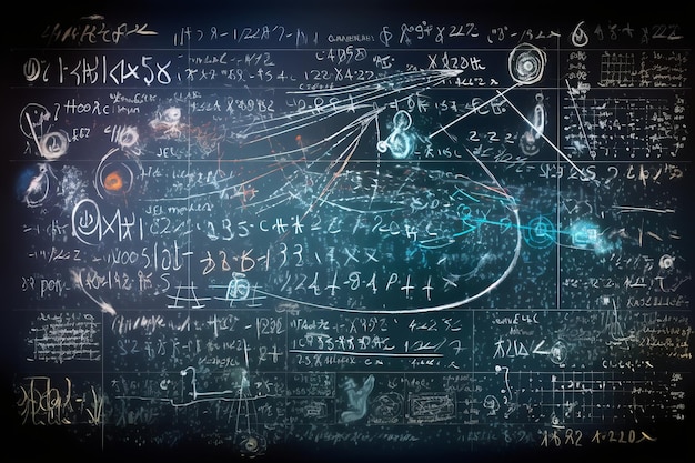 Foto svelare la intricata rete della conoscenza esplorare formule scientifiche e calcoli su un vasto b