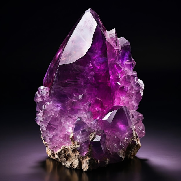 Photo unveiling the mesmerizing aura of a singular vivid amethyst crystal