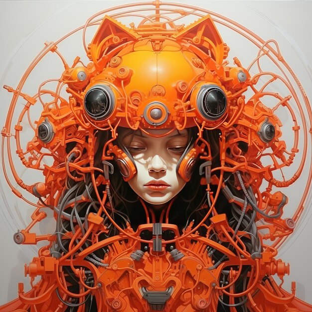 Photo unveiling 'orange' a spectacle of robotic artistry inspired by james jean erik jones spherical sc