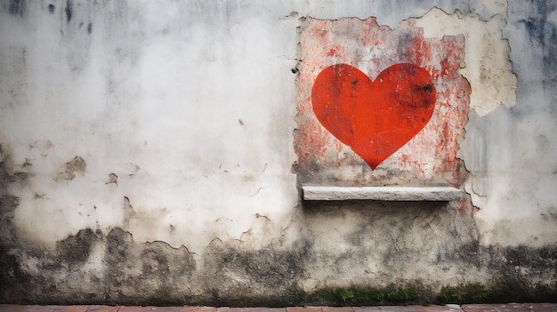 Unveiling the Rustic Charm of Love A Gorgeous Red Heart Painted on a Textured Weathered Door