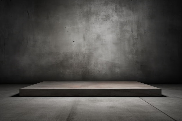 Unveiling Shadows The Intrigue of an Empty Studio Dark Room with a Grunge Textured Concrete Stage