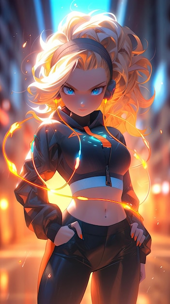 Premium AI Image  Unveiling Super Powers Anime Girl Flourishes in