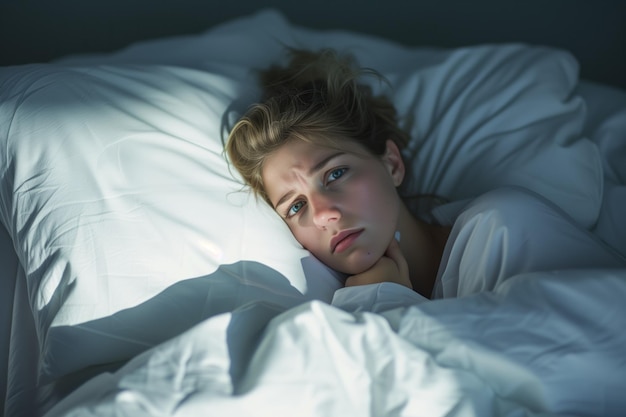 Unwell Woman In Bed Dealing With Runny Nose And Cold Symptoms