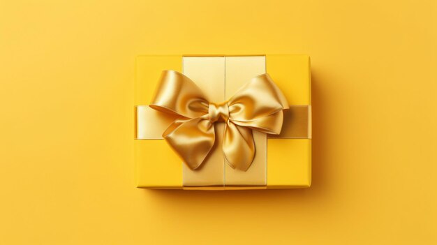 Unwrap the Joy Ontdek de magie van deze levendige gele geschenkdoos met glinsterende gouden strik Generativeai