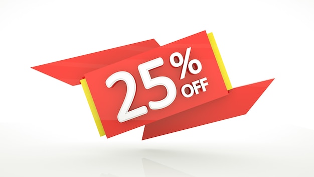 Fino al 25% di sconto offerta speciale 3d cifre rosse banner venticinque buono sconto vendita