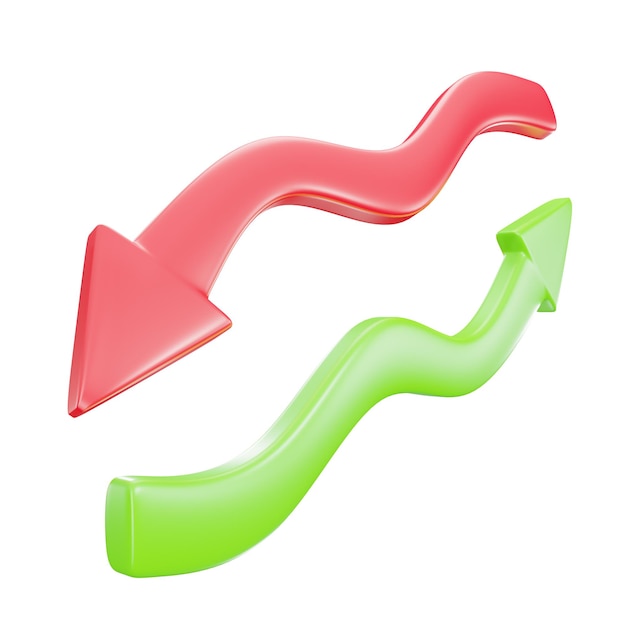 Up arrow with down arrow. 3d illustration