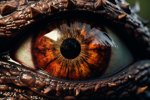 Up Close with a Dinosaur Eye Generative By Ai