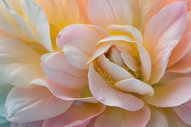 upclose intricate flower petal with pastel colour hue