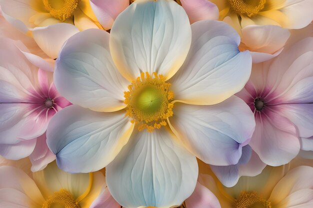 upclose intricate flower petal with pastel colour hue