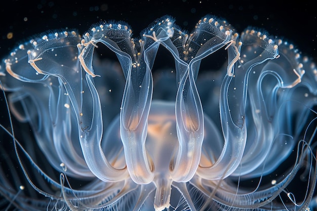 An upclose view of a comet jellyfishs tentacles re generative ai