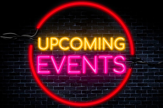 Upcoming Events neon banner.