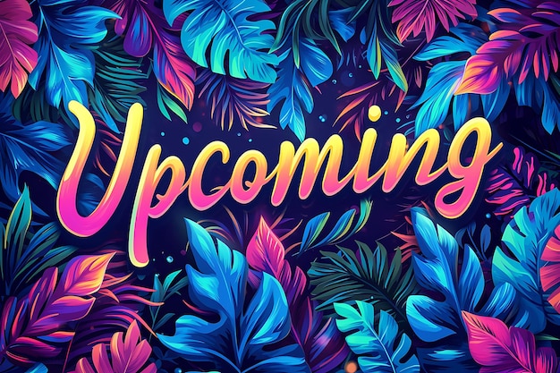 Upcoming text with animated leaves effect and decorative fon creative live stream background idea