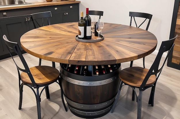 Photo upcycled wine barrel dining table with rustic charm