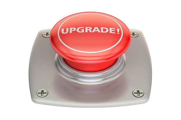 Photo upgrade red button 3d rendering