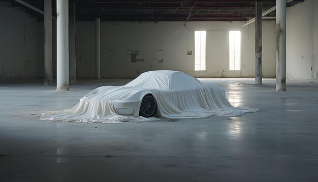 Upholstered Car Parked in Empty Space Commanding Attention with its Impeccable Aesthetics