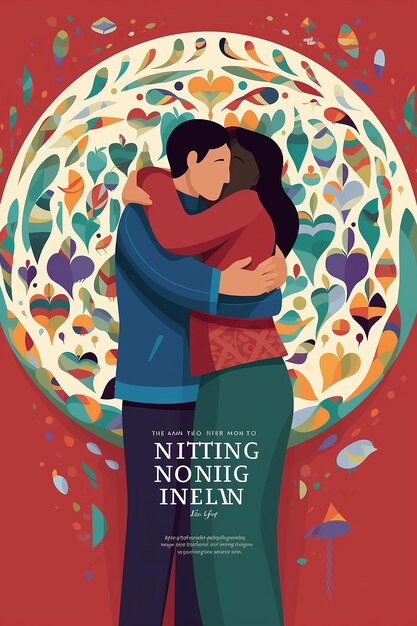 Photo an uplifting poster for national hugging day with a heartwarming illustration of people
