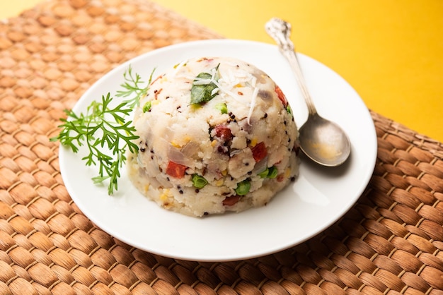 Upma, uppumavu or uppittu is Indian popular breakfast dish, most common in South and Maharashtra