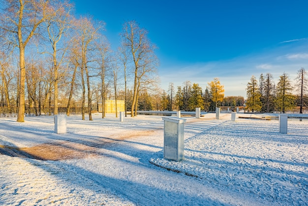 Padiglione superiore del bagno nel parco di caterina, sobborgo di tsarskoye selo (pushkin) di san pietroburgo. russia.