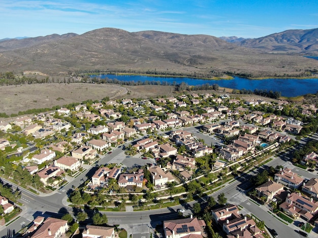 Upper middle class neighborhood with identical residential subdivision, South California