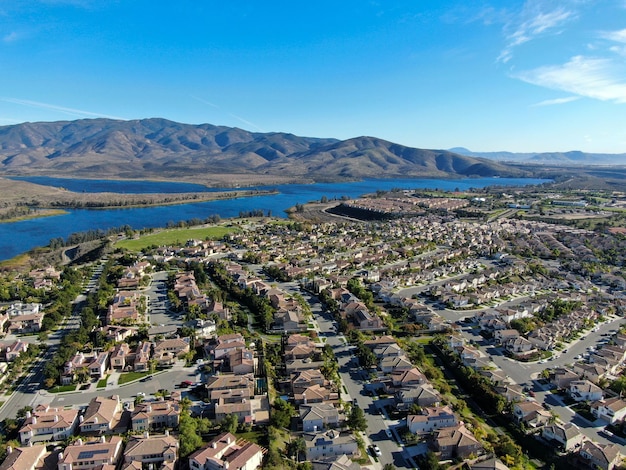 Upper middle class neighborhood with identical residential subdivision, South California